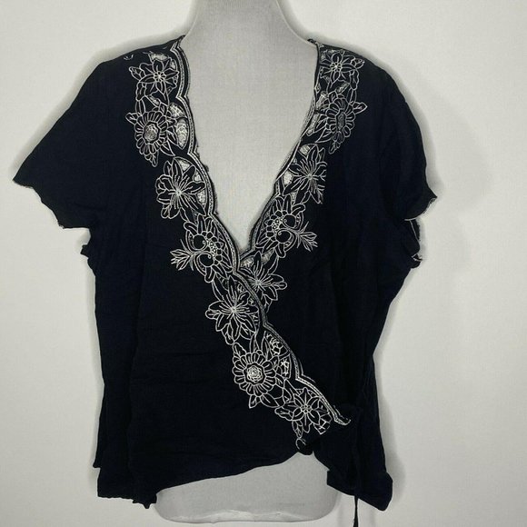 Lane Bryant Tops - Lane Bryant Wrap Blouse Deep V Neck Line FIRM